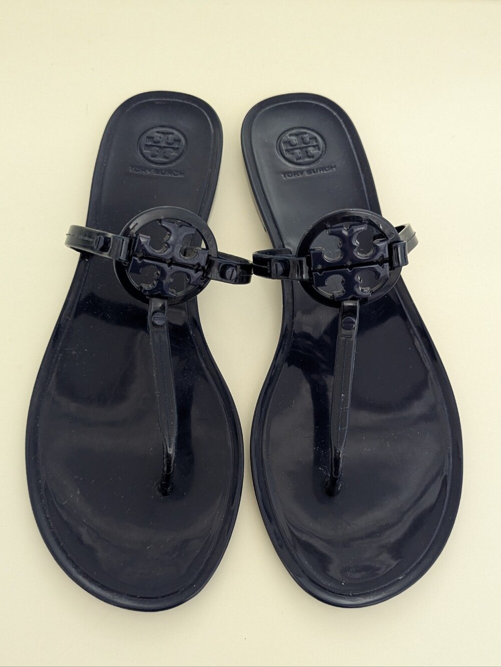EUC! Tory Burch Mini Miller Sandal In Dark Blue Size 10